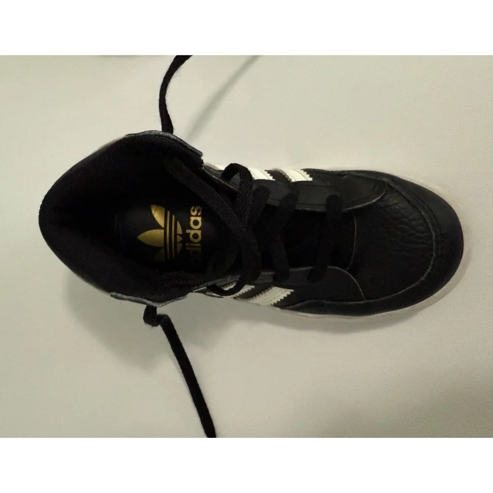 Adidas Hoops‎ Mid 2.0 Kids Black White Gold Sneakers Size 10K FV5738 Ortholite